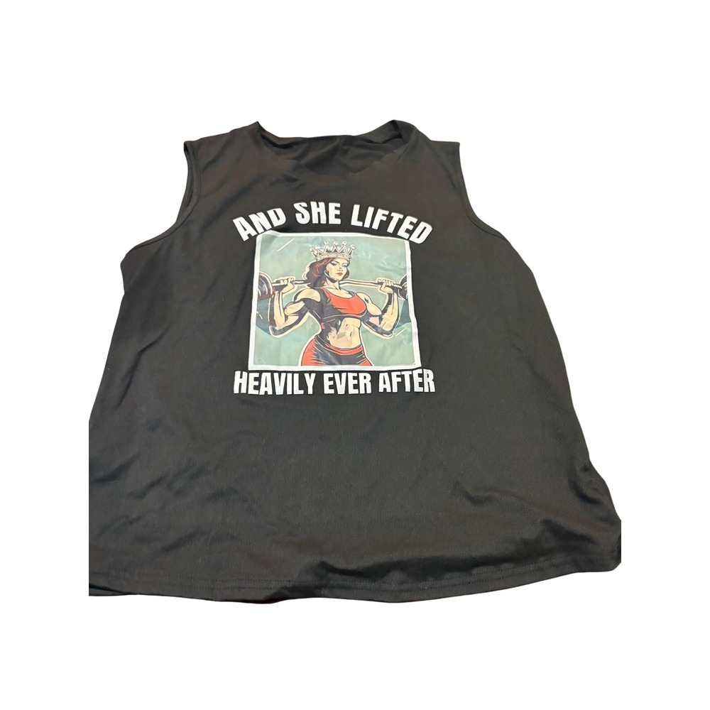 Tank top And She Lifted Heavily Ever After Black Graphic Gym Tank Top Medium